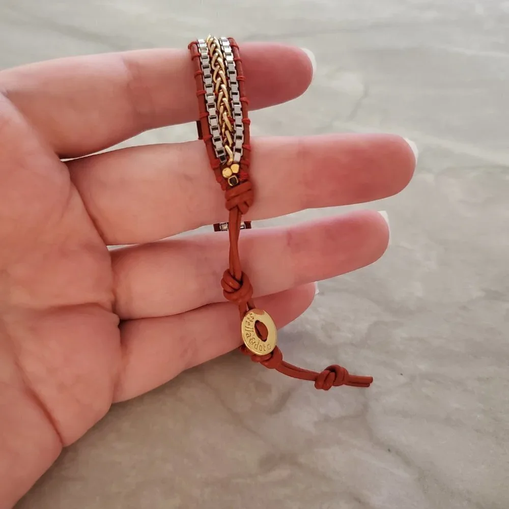 💖 Stella and Dot Braided Chain Button Toggle Box Chain Foundation Bracelet 💖 - Picture 3 of 8